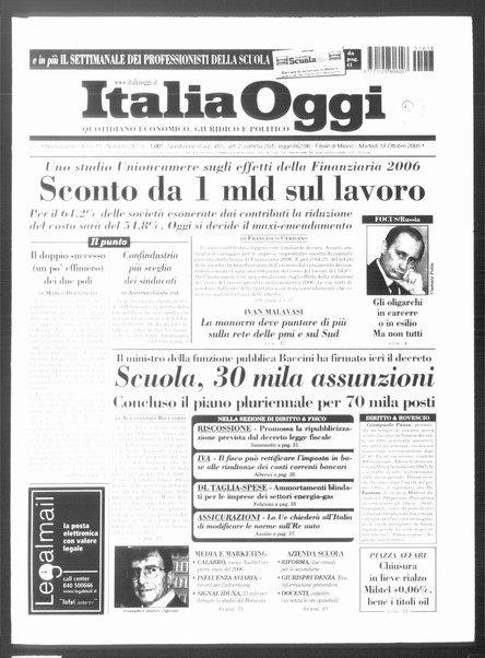 Italia oggi : quotidiano di economia finanza e politica